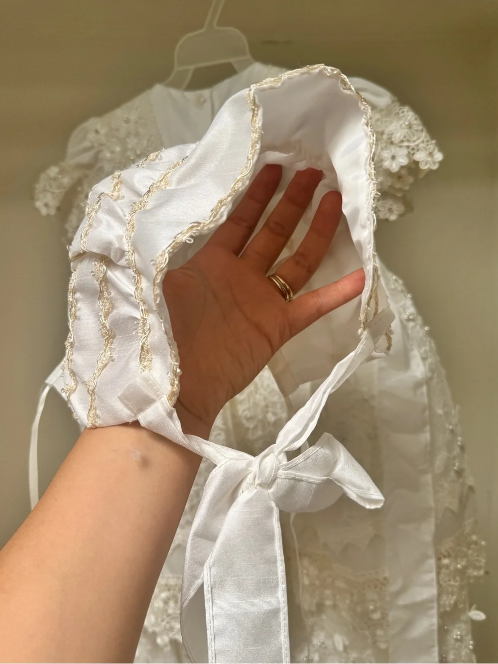 Ivory Lace Floral Christening Gown
